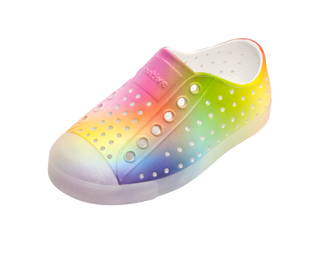 Native Jefferson Print Shoes - Shell White / Translucent / Rainbow Blur