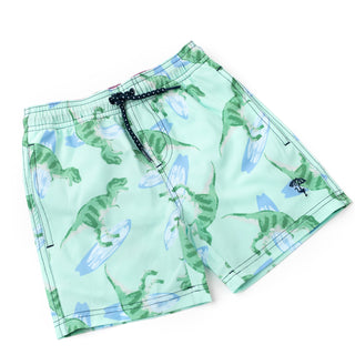 Shade Critters Surfin Dino Mint Boys 4 Way Stretch Swim Trunks