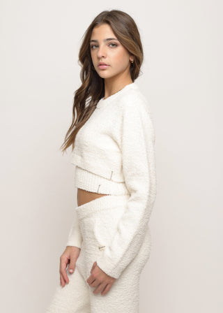 Kaveah Cozy Knit Cropped Long Sleeve - Ecru