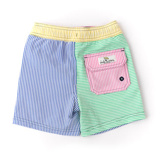 Shade Critters Boys 4 Way Stretch Swim Trunks - Multi Seersucker