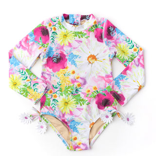 Shade Critters Long Sleeve 1pc Swimsuit - Watercolor Floral