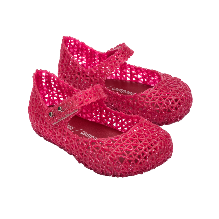 Mini Melissa Mini Campana Papel - Raspberry Glitter (Red) / Silver ...