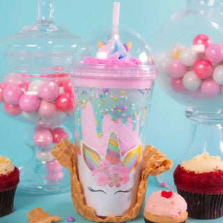 Unicorn Frosting Tumbler w/Straw - Strawberry