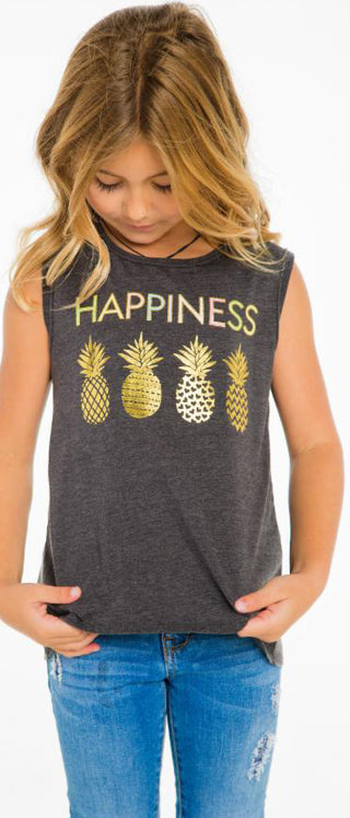 Chaser Happiness Pineapple Tank, Chaser, Chaser, Chaser Kids, Chaser Tank Top, Girls Clothing, Happiness, JAN23, Pineapple, Tank Top, Tank Top - Basically Bows & Bowties