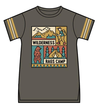 RAGS Retro Sleeve Kids Tee - Wilderness Rags Camp, RAGS, CM22, MovingSummer2022, RAGS, RAGS Kids Tee, RAGS Retro Sleeve Kids Tee, Rags SS22, Rags T-shirt, Rags Tee, Rags to Raches, Rags Wilde