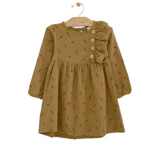 City Mouse Crinkle Cotton Button Dress - Wheat, City Mouse, cf-size-6y, cf-type-dress, cf-vendor-city-mouse, City Mouse, City Mouse Clothing, City Mouse Dress, City Mouse Fall 2021, City Mous