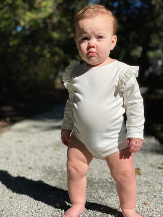 Vignette Quinn L/S Ruffle Bubble - Ivory, Vignette, cf-size-0-3-months, cf-size-6-9-months, cf-size-9-12-months, cf-type-bubble-romper, cf-vendor-vignette, Ivory, JAN23, Quinn Bubble, Vignett