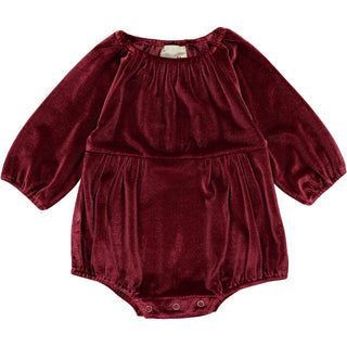 Vignette Daisy Velvet L/S Bubble - Burgundy, Vignette, Burgundy, cf-size-3-6-months, cf-type-bubble-romper, cf-vendor-vignette, JAN23, Velvet Bubble, Vignette, Vignette AW22, Vignette Burgund