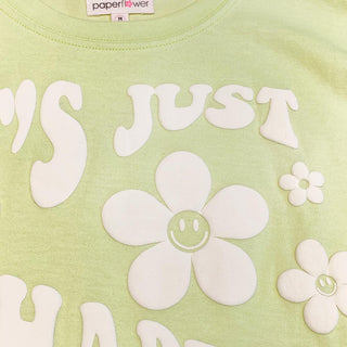 Paper Flower Let's Just Be Happy Crop Tee, Paper Flower, cf-size-4, cf-type-tee, cf-vendor-paper-flower, Crop Top, Let's Just Be Happy, Paper Flower, Paper Flower Crop Top, SS23, Tee - Basica