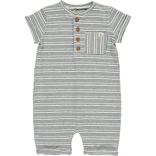 Me & Henry Camborne Romper in Black / White Stripe, Me & Henry, Black & White, Boys Clothing, Camborne Romper, Infant Boy Clothing, Me & Henry, Me & Henry Camborne Romper, Me and Henry, Me an