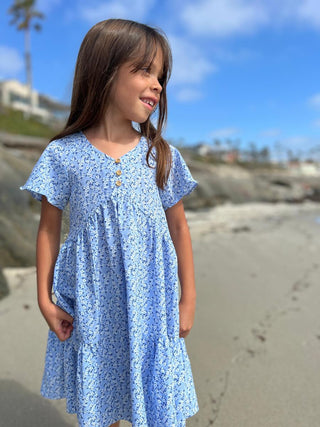 Vignette Wanda Dress in Blue Ditsy Floral, Vignette, Blue Ditsy Floral, cf-size-12, cf-size-2, cf-type-dress, cf-vendor-vignette, Easter / Spring Dresses, Vignette, Vignette Dress, Vignette S