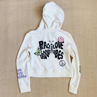 Paper Flower Peace Love Groovy Vibes Hoodie, Paper Flower, All Over Star, cf-size-5, cf-size-6, cf-size-small-7-8, cf-type-sweatshirt, cf-vendor-paper-flower, Hoodie, Paper Flower, Peace Love