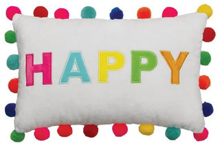 Iscream Happy Pom Pom Embroidered Pillow, Iscream, Cyber Monday, Gifts for Tween, Happy, Icream pillow, iscream, Iscream Happy, Iscream Happy Pillow, iscream pillow, iscream-shop, Pillow, Twe