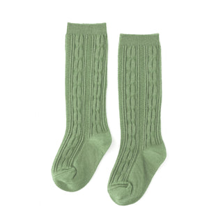 Little Stocking Co Knee High Socks - Basil, Little Stocking Co, Cable Knit Knee High, Cable Knit Knee High Socks, cf-size-1-5-3y, cf-size-4-6y, cf-size-7-10y, cf-type-knee-high-socks, cf-vend