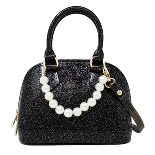 Zomi Gems Jelly Bowling Crossbody Handbag with Pearls - Black, Zomi Gems, Black, CM22, Handbag, Jelly Bowling Crossbody Handbag with Pearls, Purse, Tiny Treats, Zomi Gems, Zomi Gems Handbag, 