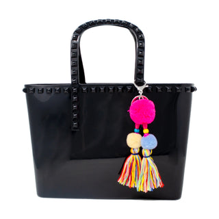 Zomi Gems Large Jelly Tote Bag w/Tassel - Black, Zomi Gems, Black, Handbag, Jelly Tote Bag, Large Jelly Tote, Lavender, Purse, Tiny Treats, Zomi Gems, Zomi Gems Black, Zomi Gems Handbag, Zomi