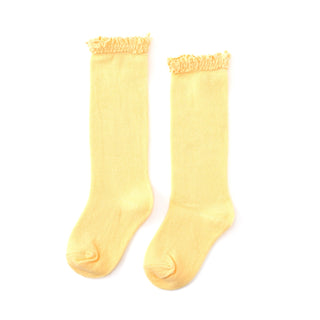 Little Stocking Co Lace Top Knee High Socks - Sunshine Yellow, Little Stocking Co, cf-size-0-6-months, cf-size-1-5-3y, cf-size-4-6y, cf-size-6-18-months, cf-type-knee-high-socks, cf-vendor-li