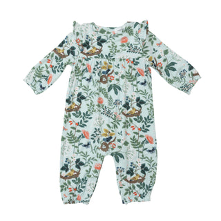 Angel Dear Woodland Bird & Nest Ruffle Sleeve Romper, Angel Dear, Angel Dear, Angel Dear Fall 2022, Angel Dear Ruffle Romper, cf-size-3-6-months, cf-size-6-12-months, cf-type-jumpsuits-&-romp