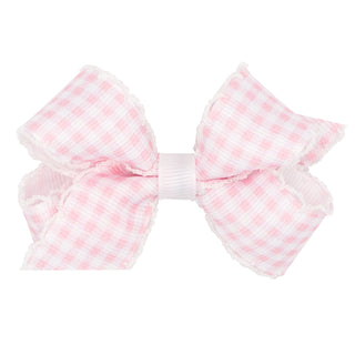 Mini Gingham w/Moonstitch Hair Bow on Clippie - 6 Colors, Wee Ones, Alligator Clip, Alligator Clip Hair Bow, cf-type-hair-bow, cf-vendor-wee-ones, Clippie, Clippie Hair Bow, Hair Bow, Hair Bo