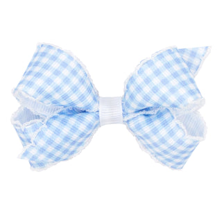 Mini Gingham w/Moonstitch Hair Bow on Clippie - 6 Colors, Wee Ones, Alligator Clip, Alligator Clip Hair Bow, cf-type-hair-bow, cf-vendor-wee-ones, Clippie, Clippie Hair Bow, Hair Bow, Hair Bo