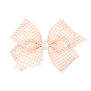 Medium Gingham w/Moonstitch Hair Bow on Clippie - 6 Colors, Wee Ones, Alligator Clip, Alligator Clip Hair Bow, cf-type-hair-bow, cf-vendor-wee-ones, Clippie, Clippie Hair Bow, Hair Bow, Hair 