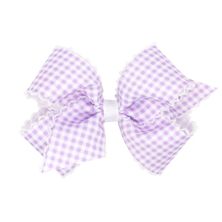 Medium Gingham w/Moonstitch Hair Bow on Clippie - 6 Colors, Wee Ones, Alligator Clip, Alligator Clip Hair Bow, cf-type-hair-bow, cf-vendor-wee-ones, Clippie, Clippie Hair Bow, Hair Bow, Hair 