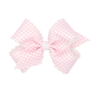 Medium Gingham w/Moonstitch Hair Bow on Clippie - 6 Colors, Wee Ones, Alligator Clip, Alligator Clip Hair Bow, cf-type-hair-bow, cf-vendor-wee-ones, Clippie, Clippie Hair Bow, Hair Bow, Hair 