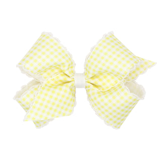 Mini Gingham w/Moonstitch Hair Bow on Clippie - 6 Colors, Wee Ones, Alligator Clip, Alligator Clip Hair Bow, cf-type-hair-bow, cf-vendor-wee-ones, Clippie, Clippie Hair Bow, Hair Bow, Hair Bo