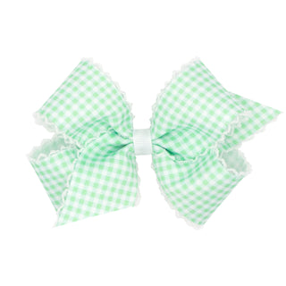 Medium Gingham w/Moonstitch Hair Bow on Clippie - 6 Colors, Wee Ones, Alligator Clip, Alligator Clip Hair Bow, cf-type-hair-bow, cf-vendor-wee-ones, Clippie, Clippie Hair Bow, Hair Bow, Hair 