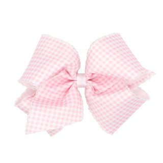 King Gingham w/Moonstitch Hair Bow on Clippie - 6 Colors, Wee Ones, Alligator Clip, Alligator Clip Hair Bow, cf-type-hair-bow, cf-vendor-wee-ones, Clippie, Clippie Hair Bow, Hair Bow, Hair Bo