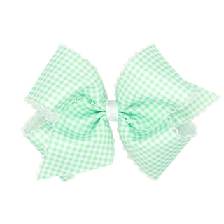 King Gingham w/Moonstitch Hair Bow on Clippie - 6 Colors, Wee Ones, Alligator Clip, Alligator Clip Hair Bow, cf-type-hair-bow, cf-vendor-wee-ones, Clippie, Clippie Hair Bow, Hair Bow, Hair Bo