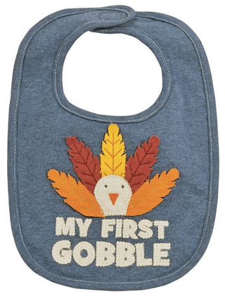 My First Gobble Denim Bib, Mud Pie, 1st Thanksgiving, Bib, Black Friday, cf-type-bib, cf-vendor-mud-pie, CM22, Cyber Monday, Els PW 8258, End of Year, End of Year Sale, First Thanksgiving, Fi