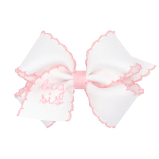 Moonstitch Embroidered Big Sister Hair Bow on Clippie - 2 Sizes, Wee Ones, cf-size-small-king, cf-type-hair-bow, cf-vendor-wee-ones, Hair Bow on Clippie, Moonstitch Embroidered Big Sister Hai