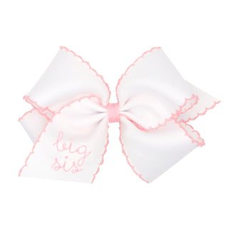 Moonstitch Embroidered Big Sister Hair Bow on Clippie - 2 Sizes, Wee Ones, cf-size-small-king, cf-type-hair-bow, cf-vendor-wee-ones, Hair Bow on Clippie, Moonstitch Embroidered Big Sister Hai