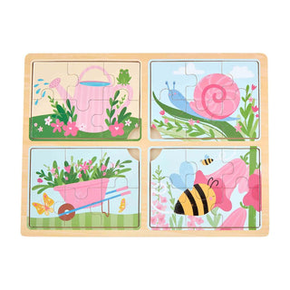 Mud Pie Wooden 4 in 1 Puzzle - Garden, Mud Pie, cf-type-toys, cf-vendor-mud-pie, Garden, Mud Pie, Mud Pie Puzzle, Mud Pie Toys, Mud Pie Wooden 4 in 1 Puzzle, Puzzle, Puzzles, Toy, Toys, Trans