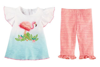 Mud Pie Fringe Flamingo Tunic & Capri Set, Mud Pie, cf-size-3t, cf-size-4t, cf-size-5t, cf-type-2pc-outfit, cf-vendor-mud-pie, CM22, Dress, Els PW 5060, Flamingo, Flamingo Tunic & Legging Set