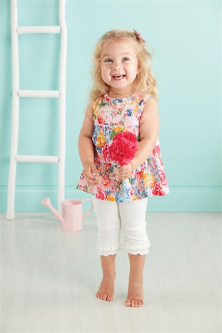 Mud Pie Tiered Floral Tunic & Capri Set, Mud Pie, 2pc Outfit, JAN23, Mud Pie, Mud Pie Spring 2021, Mud Pie Tiered Floral Tunic & Capri Set, mud pie tunic and legging set, Tunic & Leggings, Tu