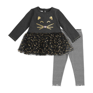 Cat Tunic & Legging Set, Mud Pie, Cat Tunic & Legging Set, Cat Tunic and Legging Set, cf-size-12-18-months, cf-type-2pc-outfit, cf-vendor-mud-pie, CM22, Halloween, Halloween Clothing, Hallowe