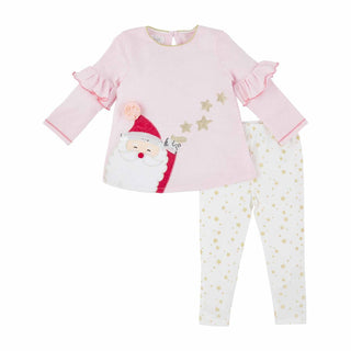 Mud Pie Pink Santa Tunic & Legging Set, Mud Pie, All Things Holiday, cf-size-12-18-months, cf-size-9-12-months, cf-type-outfit-sets, cf-vendor-mud-pie, Christmas, JAN23, Mud Pie, Mud Pie Chri