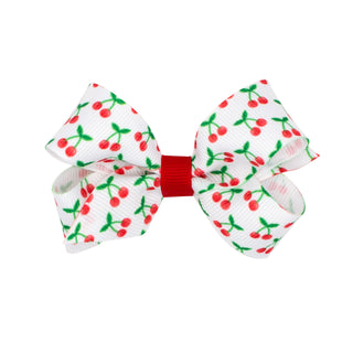 Mini Fruit Print Grosgrain Print Hair Bow on Clippie, Wee Ones, Alligator Clip, Alligator Clip Hair Bow, cf-type-hair-bow, cf-vendor-wee-ones, Clippie, Clippie Hair Bow, Fruit Print Hair Bow,