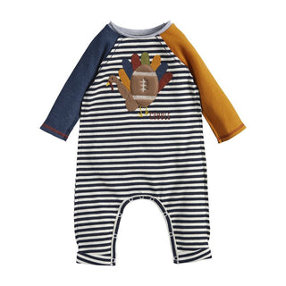 Turkey One Piece, Mud Pie, 1st Thanksgiving, cf-size-3-6-months, cf-size-6-9-months, cf-type-romper, cf-vendor-mud-pie, CM22, First Thanksgiving, Football, Football Turkey, JAN23, Mud Pie, Mu