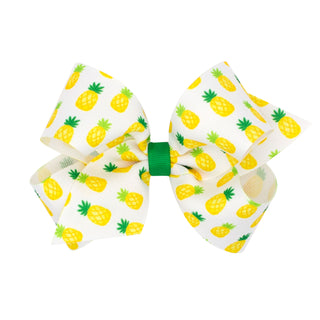 Mini Fruit Print Grosgrain Print Hair Bow on Clippie, Wee Ones, Alligator Clip, Alligator Clip Hair Bow, cf-type-hair-bow, cf-vendor-wee-ones, Clippie, Clippie Hair Bow, Fruit Print Hair Bow,