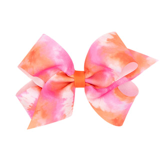 Medium Tie Dye Print Grosgrain Hair Bow on Clippie, Wee Ones, Alligator Clip, Alligator Clip Hair Bow, cf-type-hair-bow, cf-vendor-wee-ones, Clippie, Clippie Hair Bow, Hair Bow, Hair Bows, ME