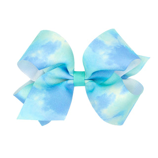 Medium Tie Dye Print Grosgrain Hair Bow on Clippie, Wee Ones, Alligator Clip, Alligator Clip Hair Bow, cf-type-hair-bow, cf-vendor-wee-ones, Clippie, Clippie Hair Bow, Hair Bow, Hair Bows, ME