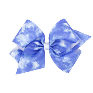 King Tie Dye Print Grosgrain Hair Bow on Clippie, Wee Ones, Alligator Clip, Alligator Clip Hair Bow, cf-type-hair-bow, cf-vendor-wee-ones, Clippie, Clippie Hair Bow, Hair Bow, Hair Bows, King