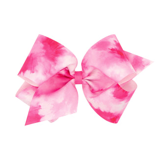 King Tie Dye Print Grosgrain Hair Bow on Clippie, Wee Ones, Alligator Clip, Alligator Clip Hair Bow, cf-type-hair-bow, cf-vendor-wee-ones, Clippie, Clippie Hair Bow, Hair Bow, Hair Bows, King