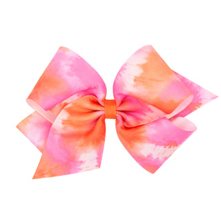 King Tie Dye Print Grosgrain Hair Bow on Clippie, Wee Ones, Alligator Clip, Alligator Clip Hair Bow, cf-type-hair-bow, cf-vendor-wee-ones, Clippie, Clippie Hair Bow, Hair Bow, Hair Bows, King