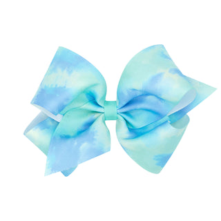 King Tie Dye Print Grosgrain Hair Bow on Clippie, Wee Ones, Alligator Clip, Alligator Clip Hair Bow, cf-type-hair-bow, cf-vendor-wee-ones, Clippie, Clippie Hair Bow, Hair Bow, Hair Bows, King