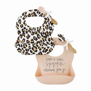 Mud Pie Silicone Bib & Spoon Set, Mud Pie, Baby Gift, Baby Shower, cf-type-bib, cf-vendor-mud-pie, CM22, EB Baby, JAN23, Leopard, Mud Pie, Mud Pie Bib, Mud Pie Leopard Mud Pie Silicone Bib & 