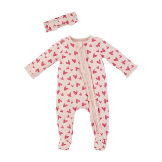 Mud Pie Valentine's Pink Sleeper, Mud Pie, cf-size-0-3-months, cf-size-3-6-months, cf-size-6-9-months, cf-type-footie, cf-vendor-mud-pie, CM22, JAN23, Mud Pie, Mud Pie Baby, Mud Pie Valentine